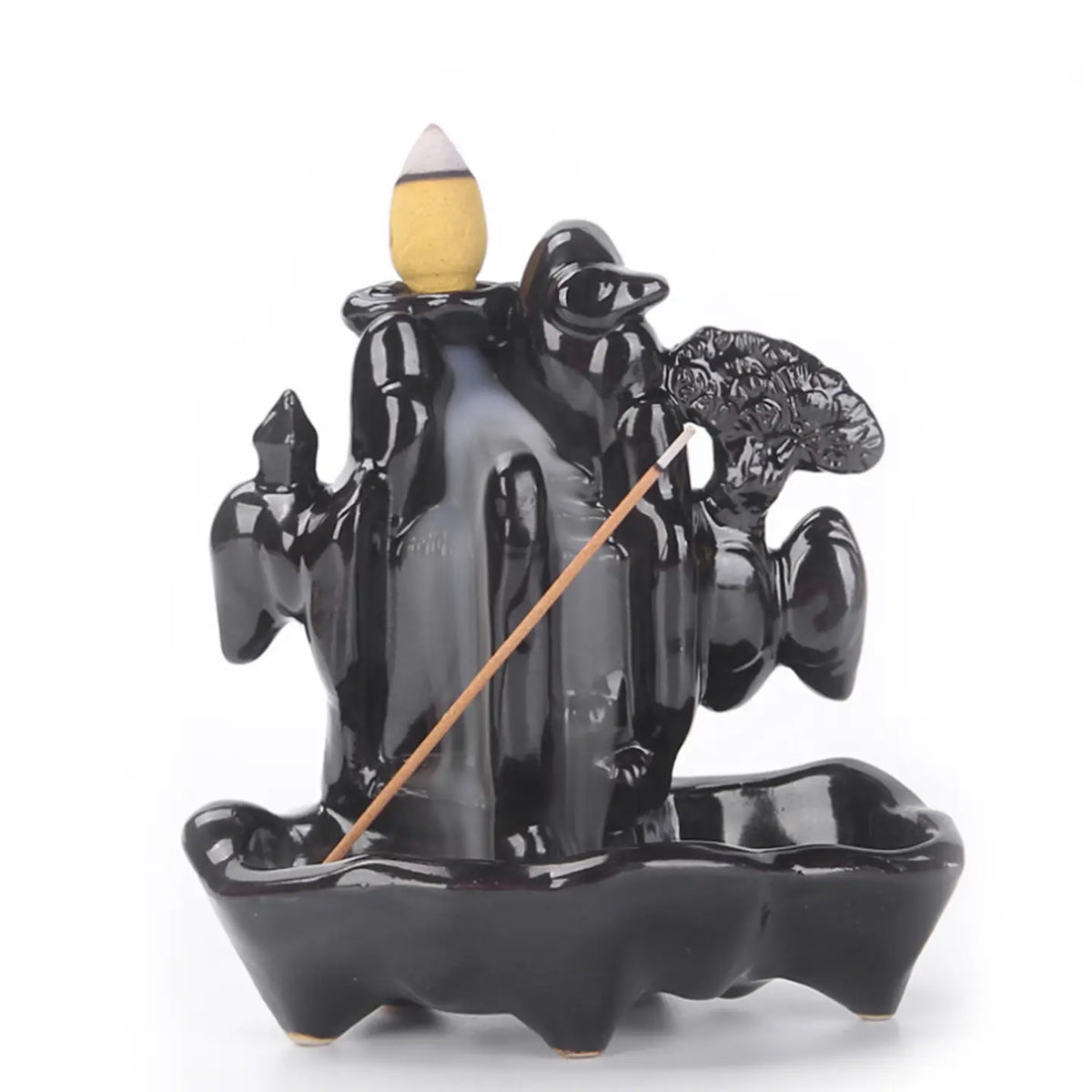 Ceramic Backflow Burner + Incense Holder - Zen Forest